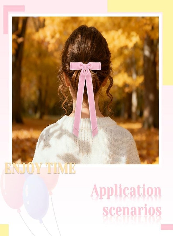 Borhmty Velvet Bows Clips for Girls Women Pink and Yellow Bow Hairclips for Thick Fine Hair Bow Accesssories for Women Girls Daughter Girlfriend Decorative Hairclip Hair Barrettes for 2pcs - Image 3